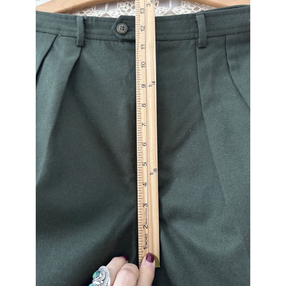 Vintage 70's Yves Saint Laurent Pleated Wool Dress Pants Size 12 Green - Picture 7 of 9